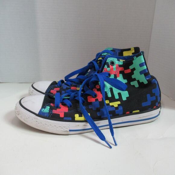 Converse Chuck Taylor All Star Hi Top Shoes Juniors Size 6 Blue GS Gaming Tetris main image 8
